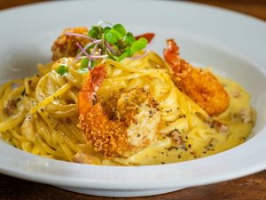 Carbonara com Camarao